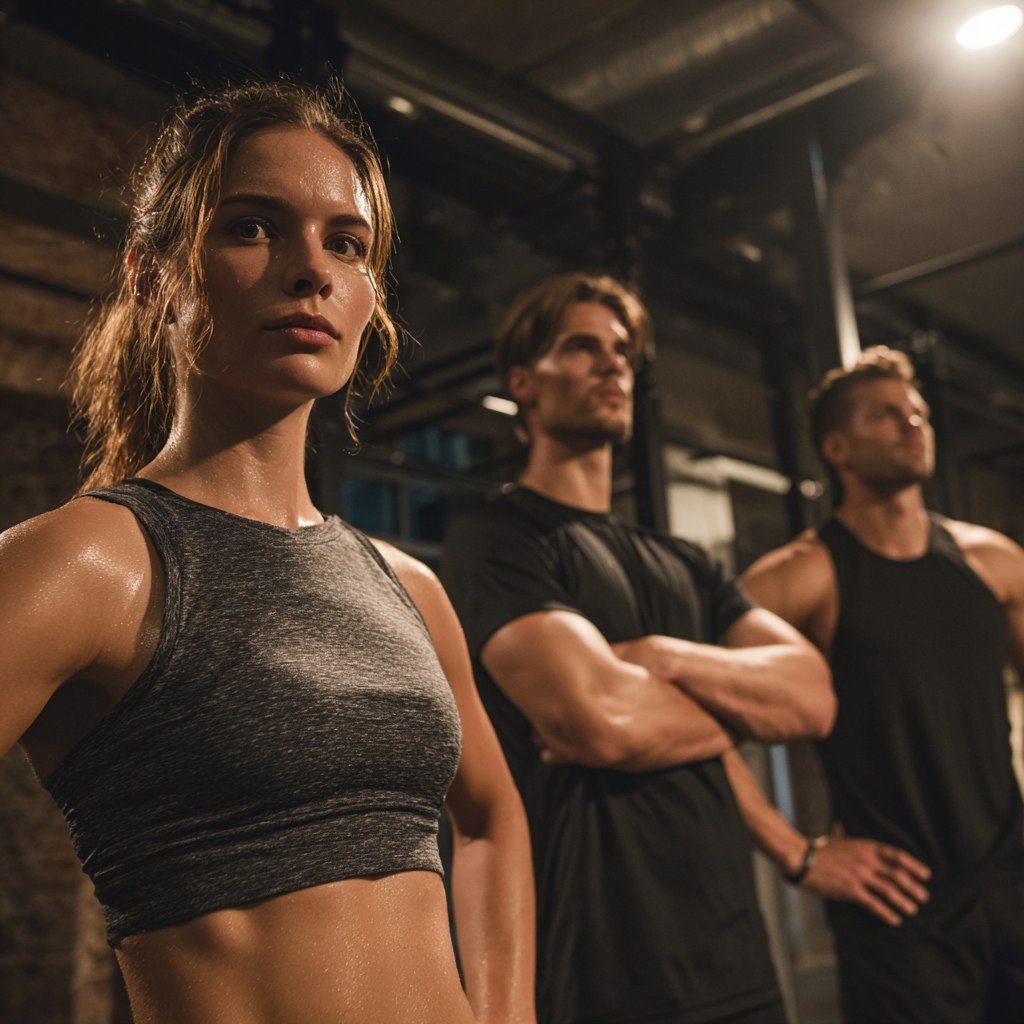 Smiling Czech adults engaged in fitness activities in a modern gym environment