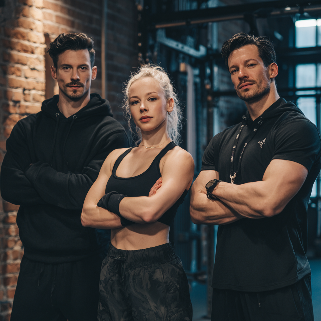 Happy Czech people of different ages exercising together in a bright fitness studio