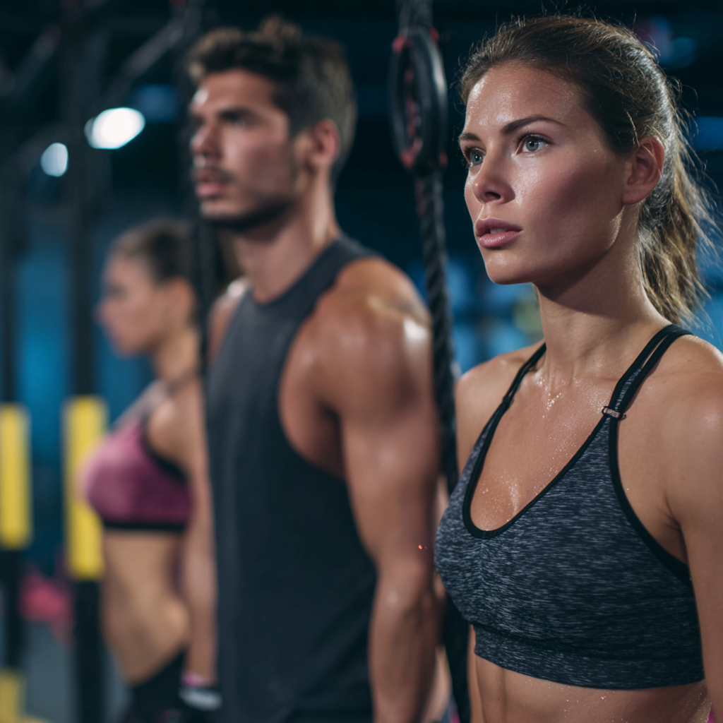 Group of satisfied Czech adults of various ages celebrating their fitness achievements in a supportive community environment